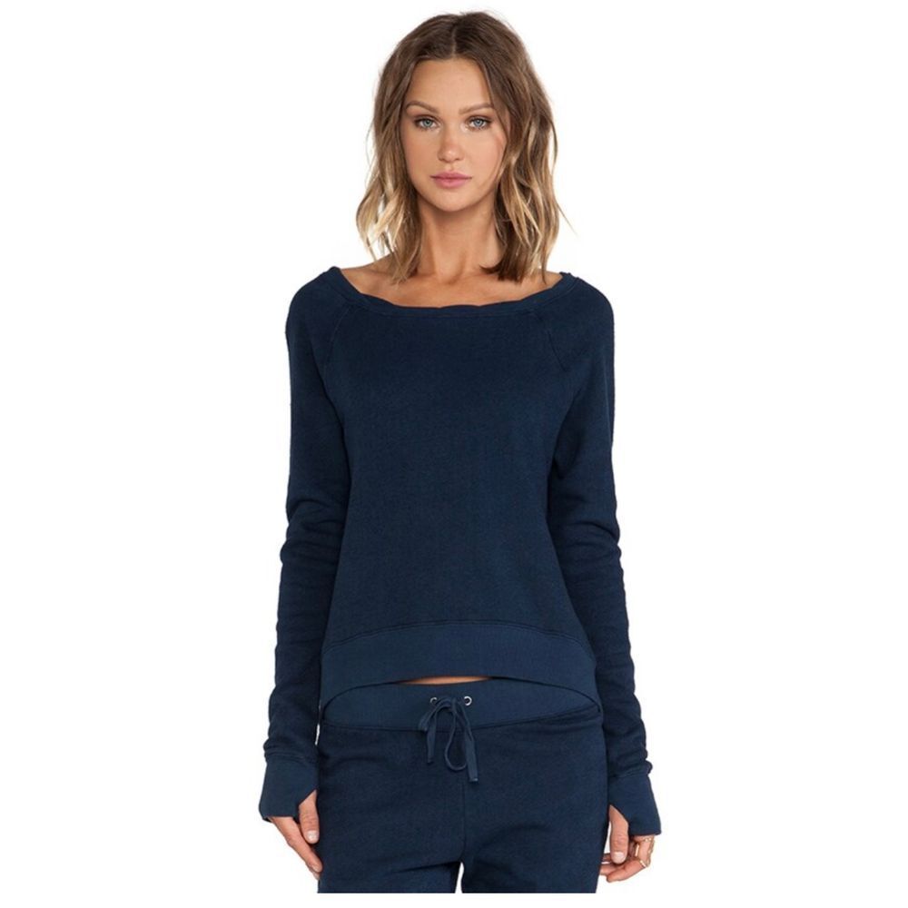 Pam & Gela Annie Zip BackSweatshirt Womens Navy Size P‎ Revolve